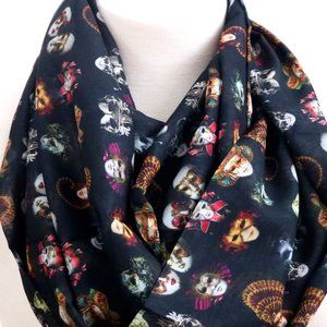 Mardi Gras infinity scarf womens accessories Masquerade Venetian masks lover